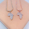 925 Silver and VVS Moissanite Diamond Map of Africa Pendant