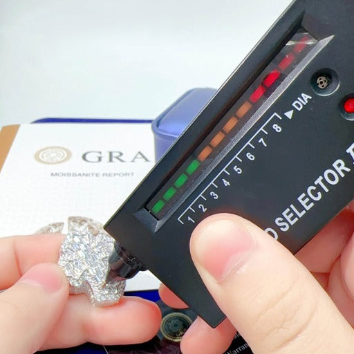 925 Silver and VVS Moissanite Cross Baguette Rings