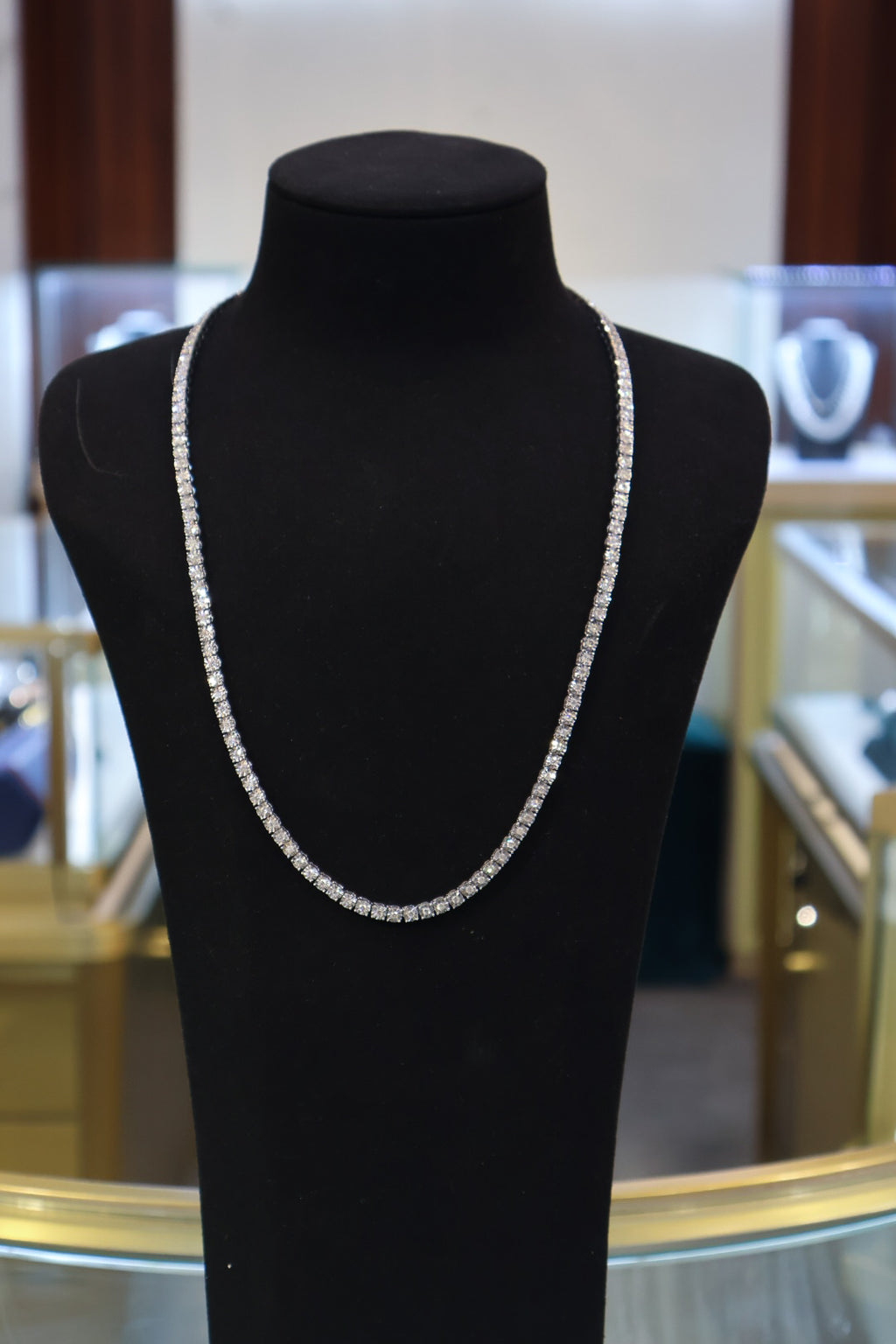 10KT 3.6CT WG Natural Diamond Tennis Necklace