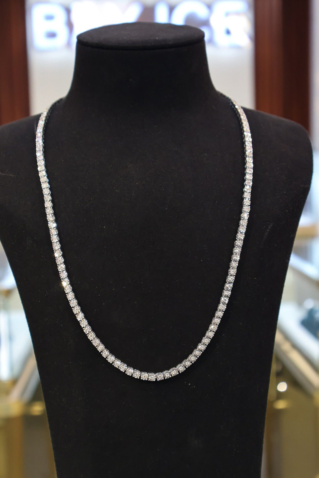 10KT 3.6CT WG Natural Diamond Tennis Necklace