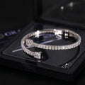 925 Silver and VVS Moissanite Adjustable Baguette Bracelet
