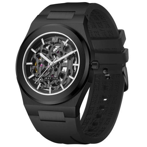 Bay Ice 001 Automatic Skeleton Watch - All Black