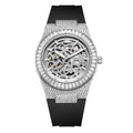 Bay Ice 001 Automatic Skeleton VVS Baguette Bussdown Watch - Silver