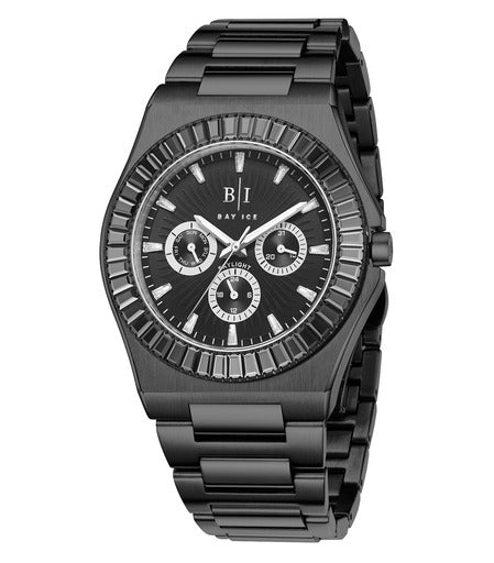 Diamond Baguette - Bay Ice Skylight Watch in All Black