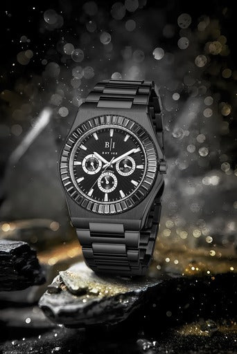 Diamond Baguette - Bay Ice Skylight Watch in All Black