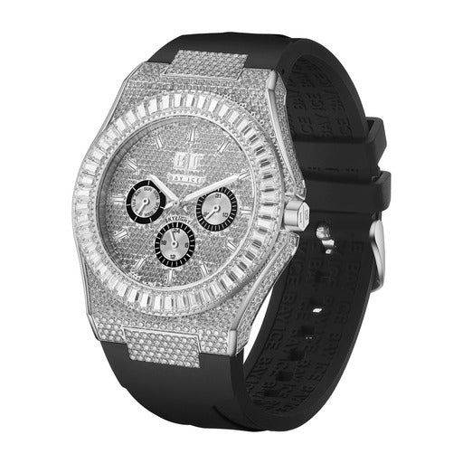 Bay Ice Skylight VVS Baguette Bussdown Watch - Silver