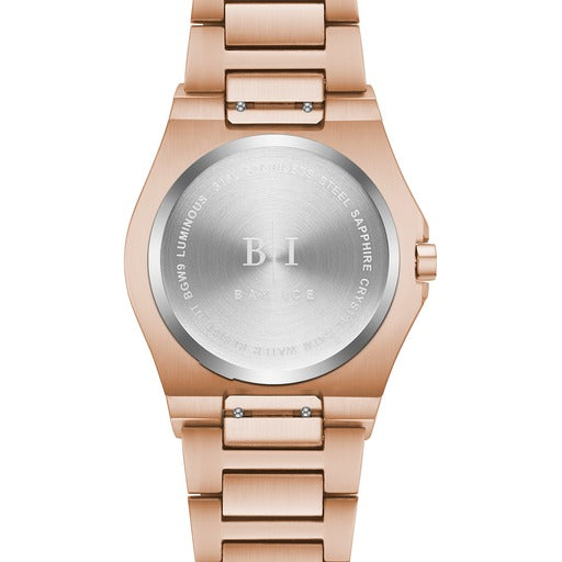 Diamond Baguette - Bay Ice Skylight Watch in Rose Gold and Chocolate Dial