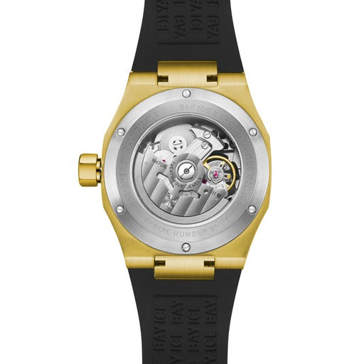 Bay Ice 001 Automatic Skeleton VVS Bussdown Watch - Yellow Gold