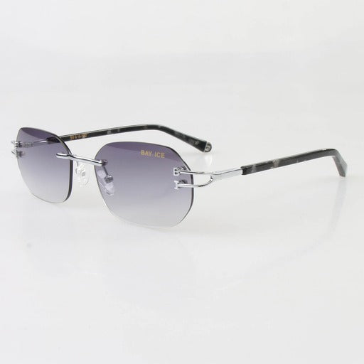 Bay Ice 18kt Rimless Original Glasses - White Gold and Gradient Grey Lens