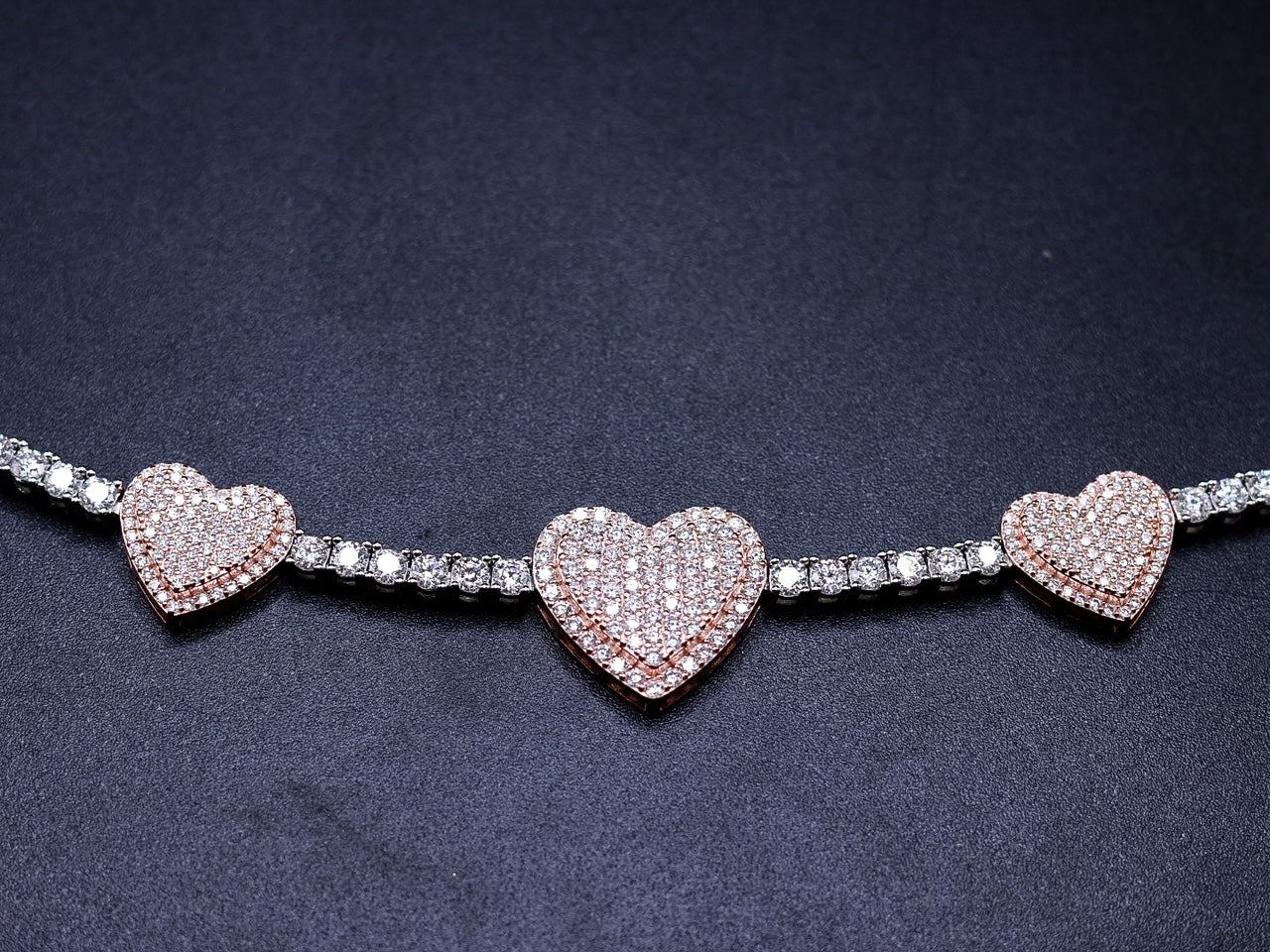 925 Silver and VVS Moissanite 2-Tone Heart Bracelet