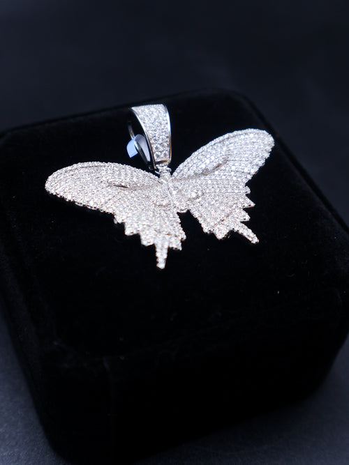 925 Silver and VVS Moissanite Butterfly Pendants