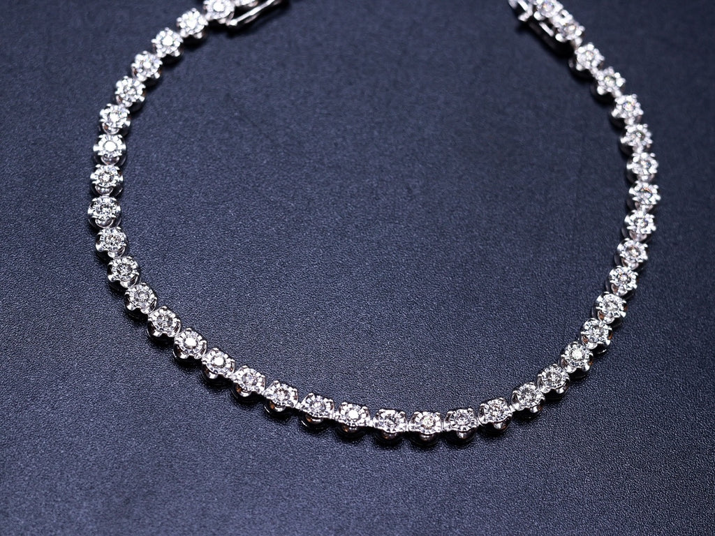 Natural Diamond White Gold Round Bracelets