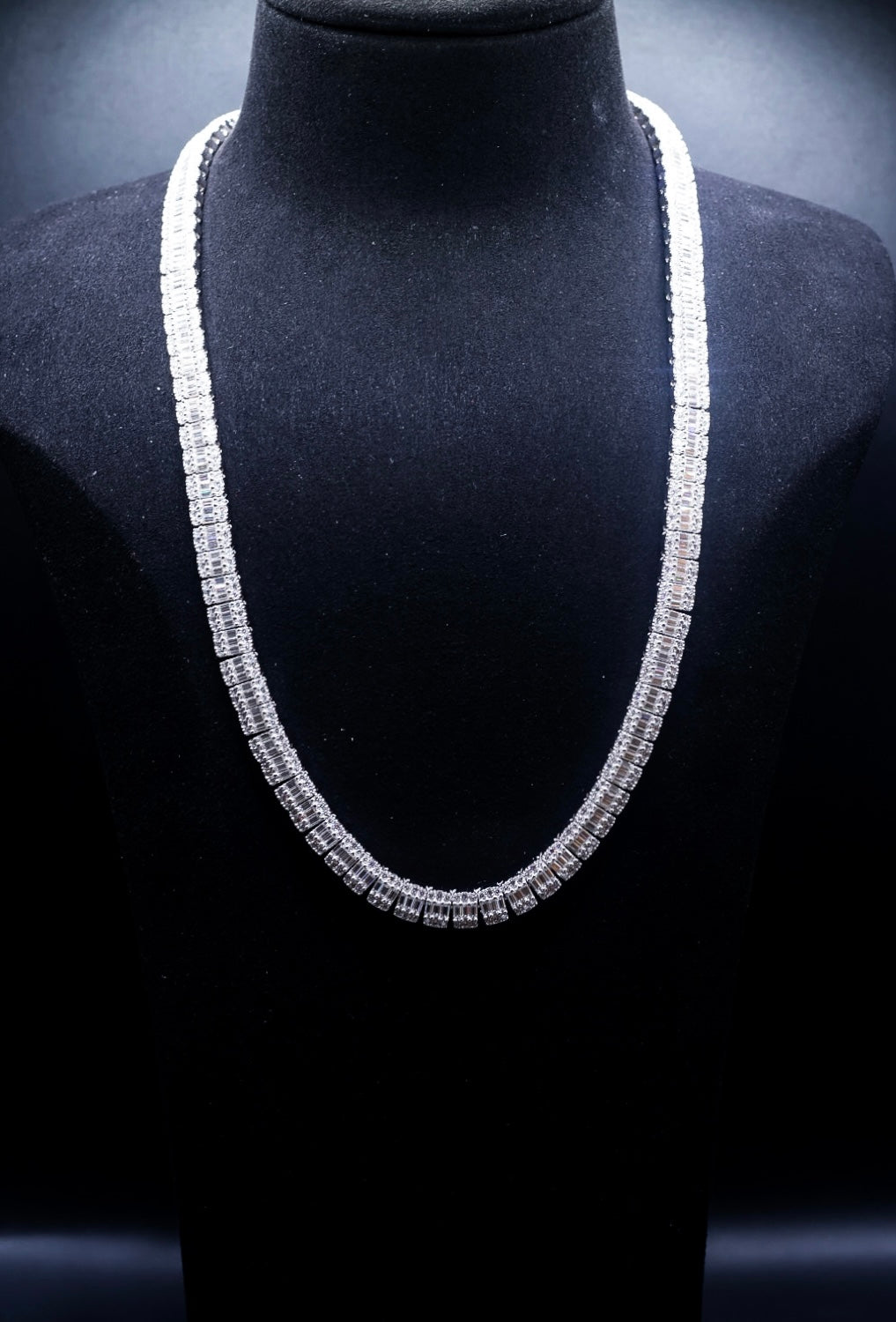 925 Silver and VVS Moissanite Baguette Necklace