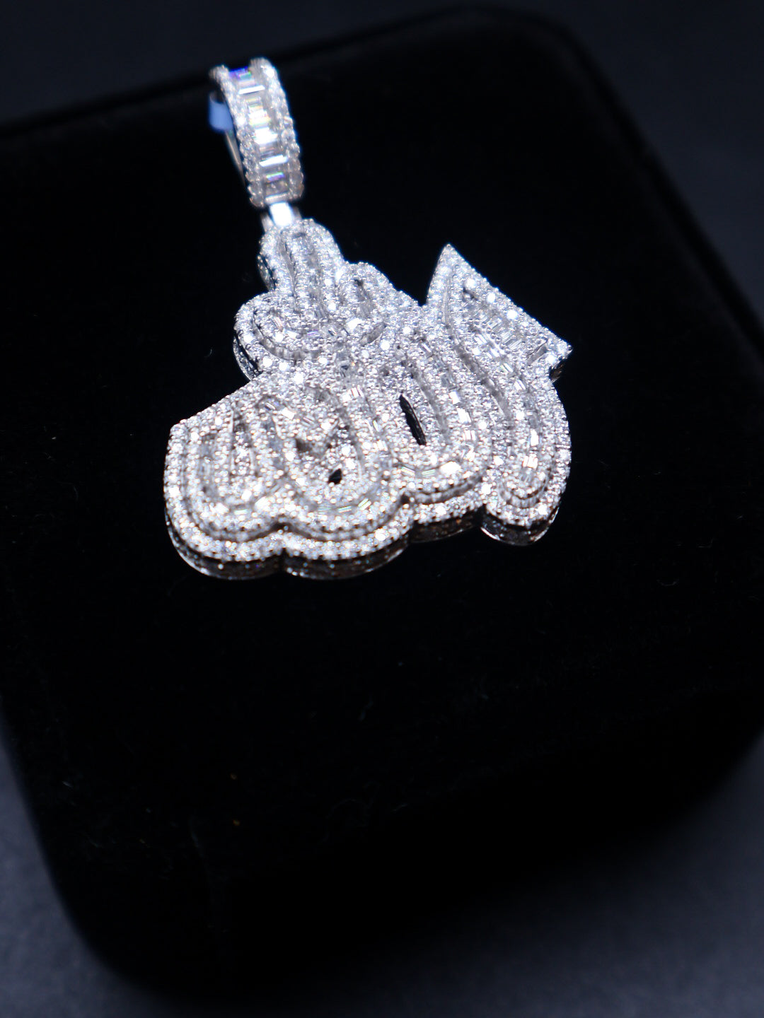 925 Silver and VVS Moissanite Allah Pendants