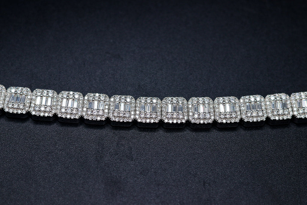 925 Silver and VVS Moissanite Baguette Bracelet