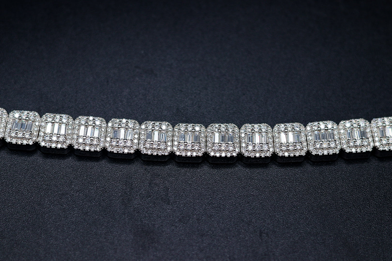 925 Silver and VVS Moissanite Baguette Bracelet