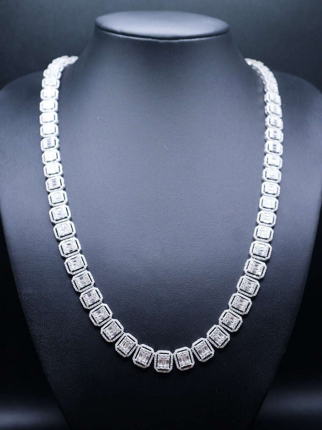 925 Silver and VVS Moissanite Cluster Necklace