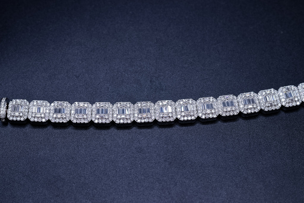 925 Silver and VVS Moissanite Baguette Bracelet
