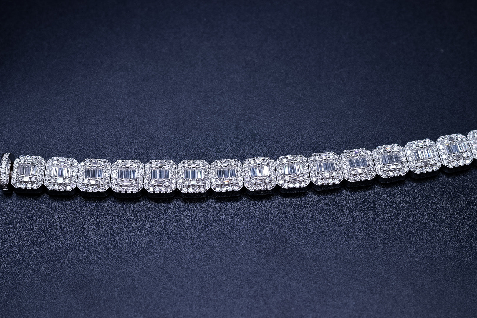 925 Silver and VVS Moissanite Baguette Bracelet