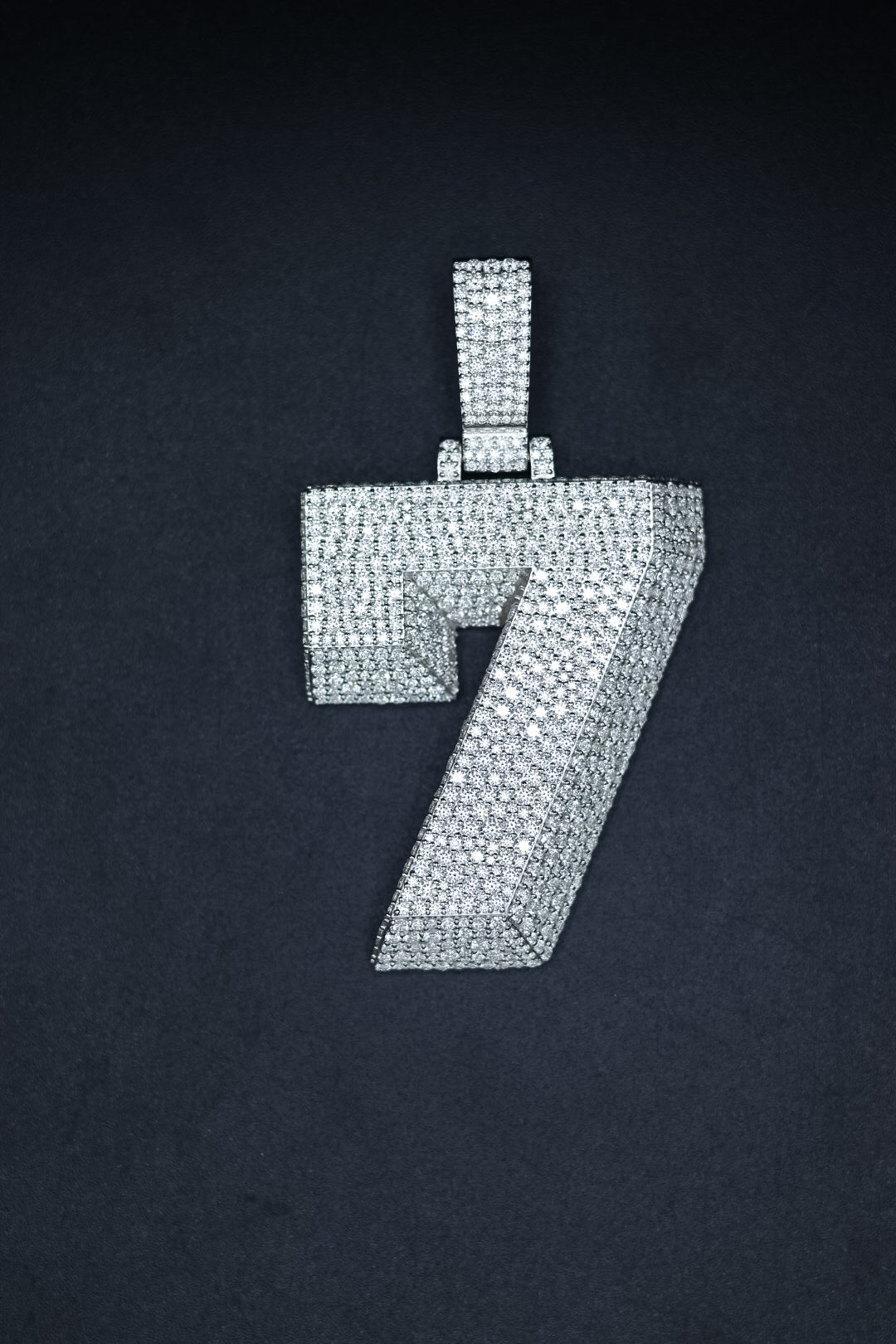 925 Silver and VVS Moissanite Number 7 Pendants