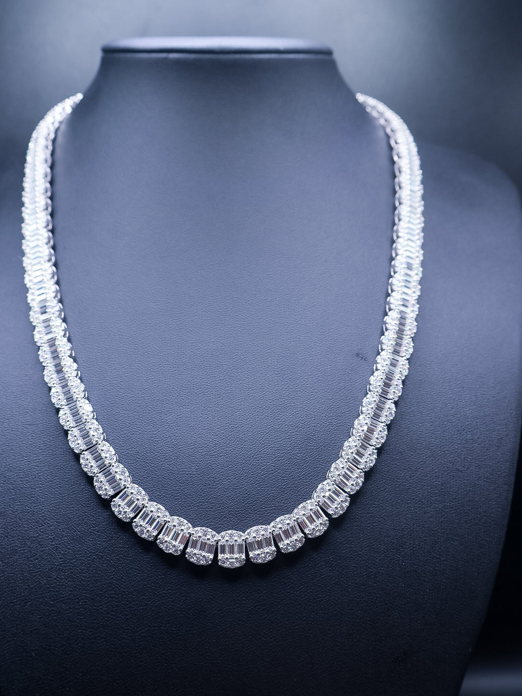 925 Silver and VVS Moissanite Baguette Necklace
