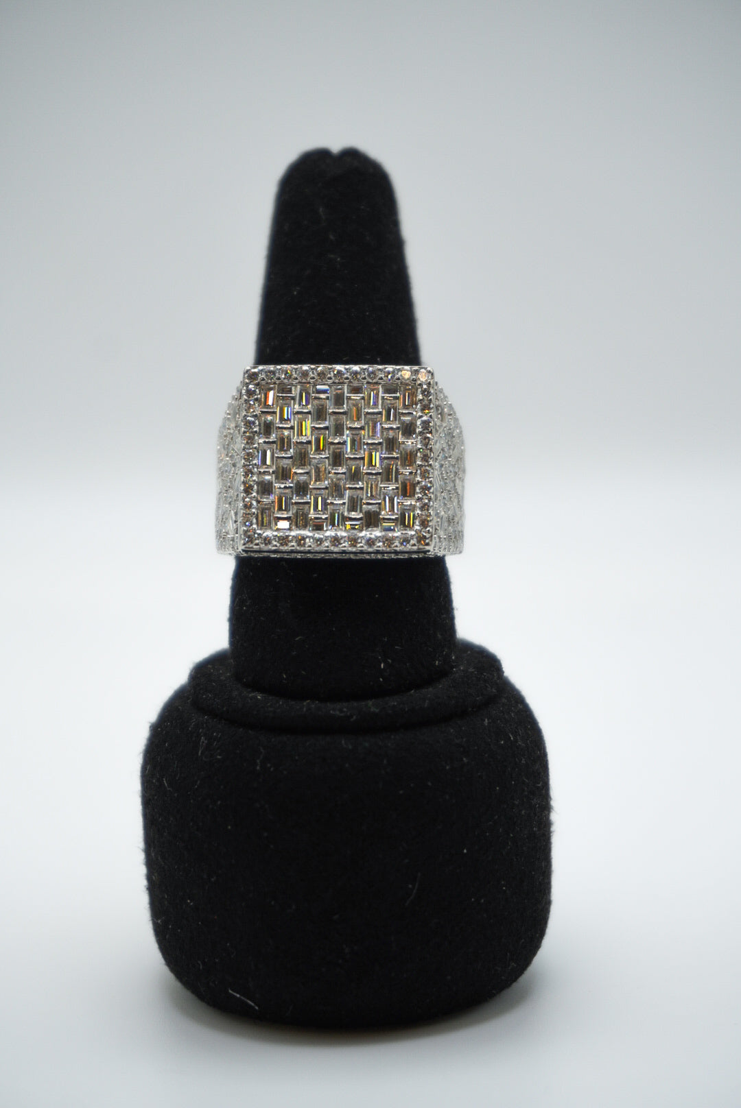 925 Silver and VVS Moissanite Baguette Ring