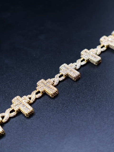 925 Silver and VVS Moissanite Cross and Infinity Bracelet