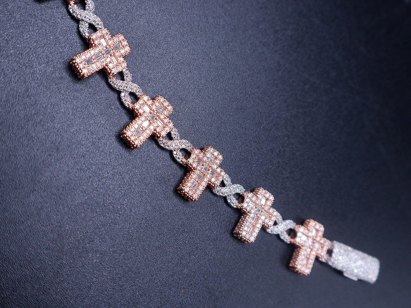 925 Silver and VVS Moissanite Cross and Infinity Bracelet
