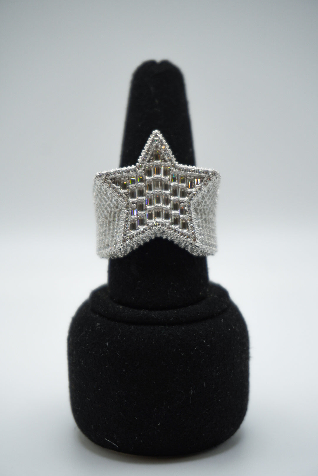 925 Silver and VVS Moissanite Baguette Ring