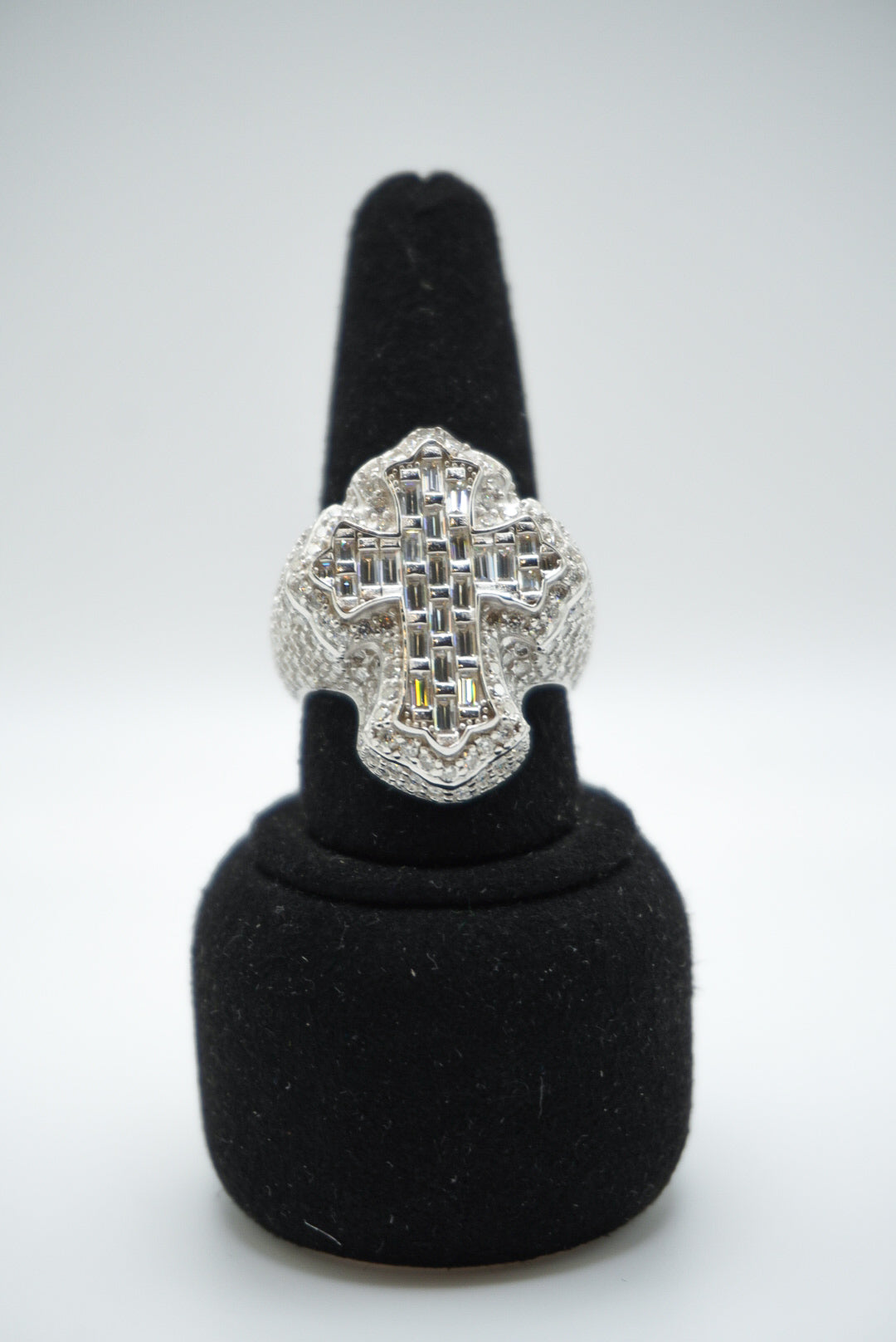 925 Silver and VVS Moissanite Baguette Ring