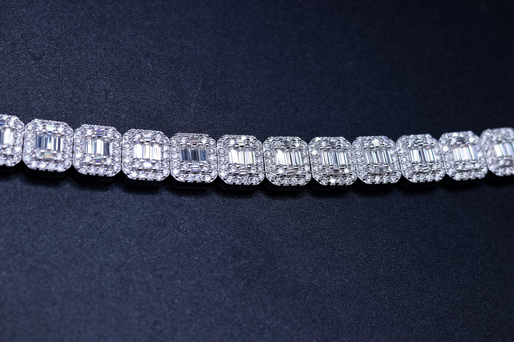925 Silver and VVS Moissanite Baguette Bracelet