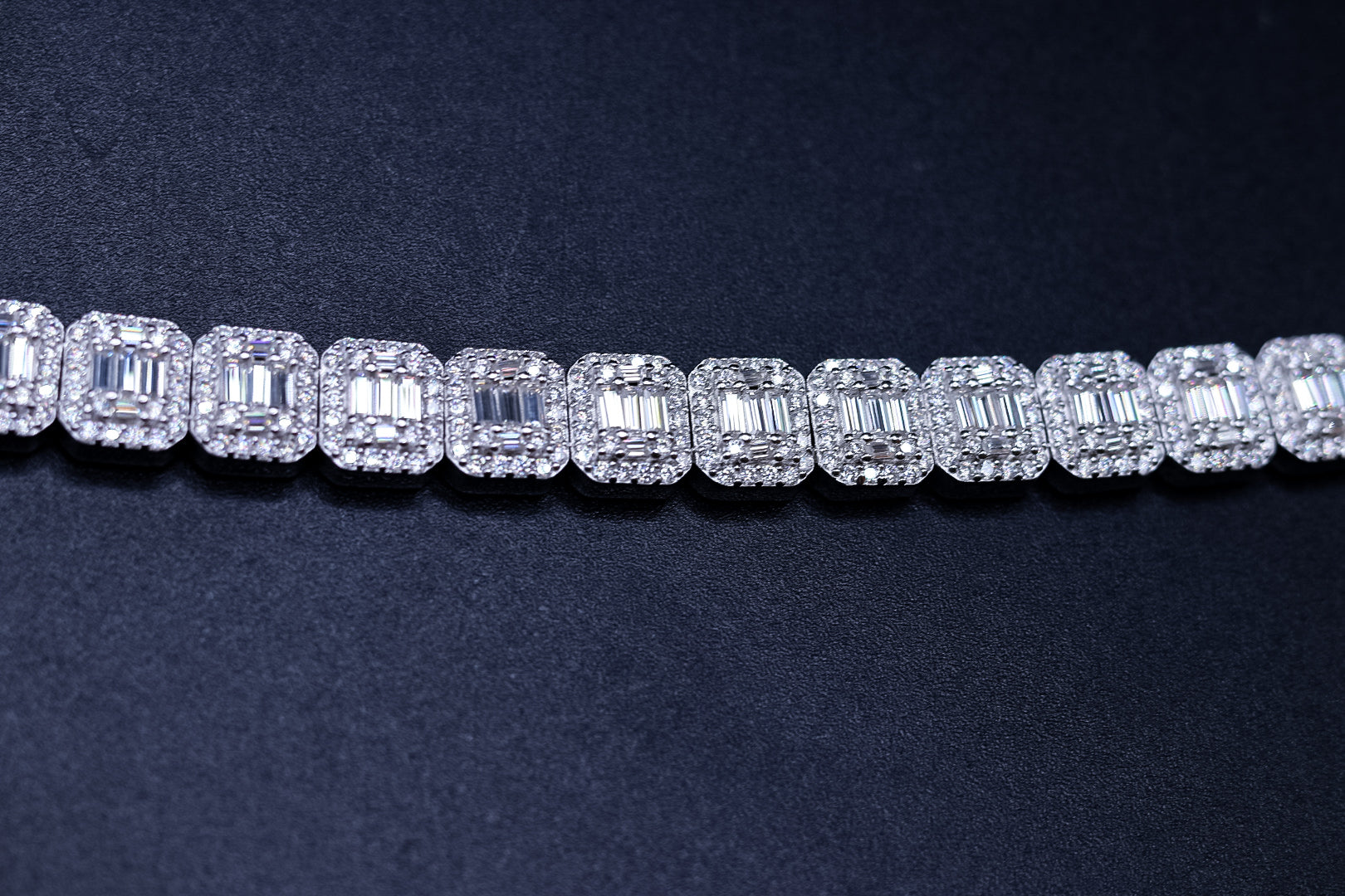 925 Silver and VVS Moissanite Baguette Bracelet