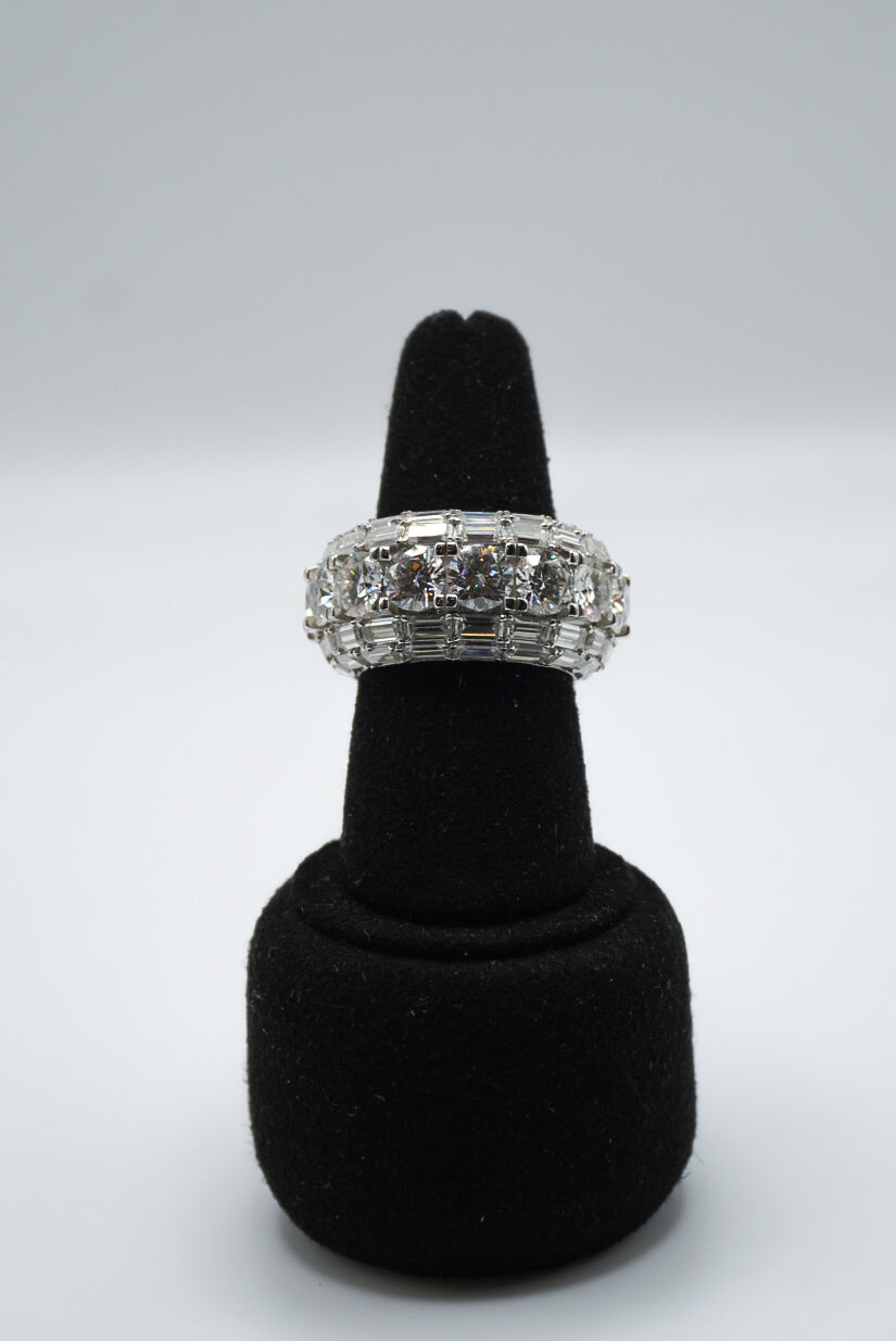 925 Silver and VVS Moissanite Baguette Ring Band