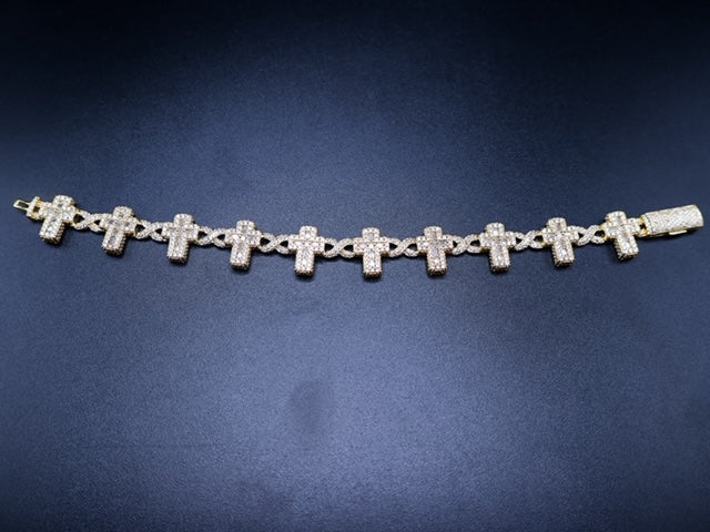 925 Silver and VVS Moissanite Cross and Infinity Bracelet