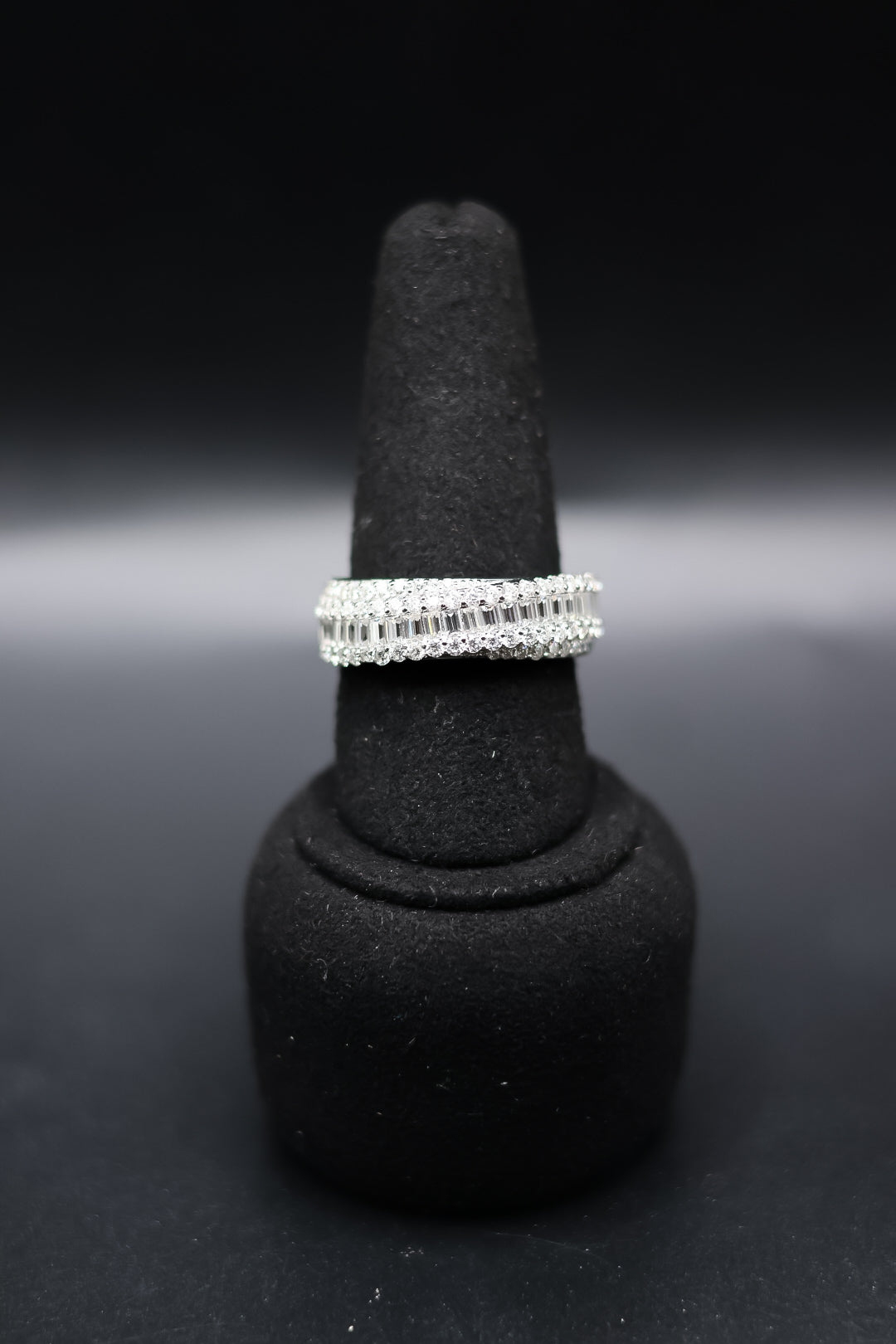 925 Silver and VVS Moissanite Baguette Ring Band