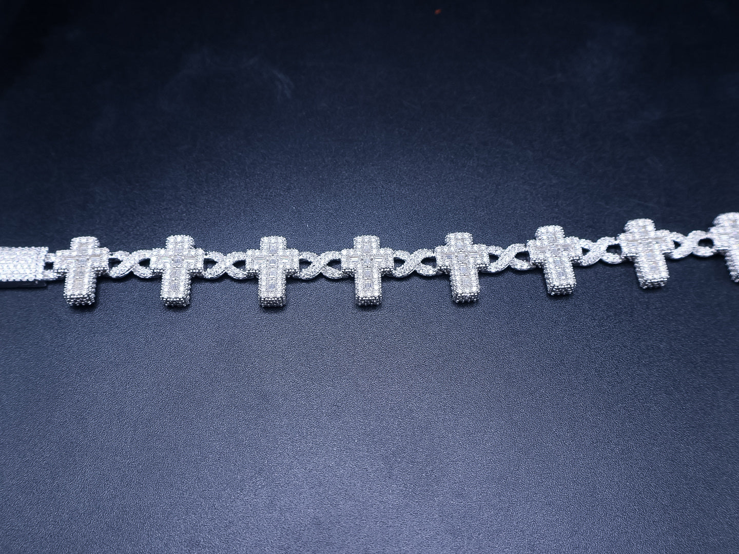 925 Silver and VVS Moissanite Cross and Infinity Bracelet