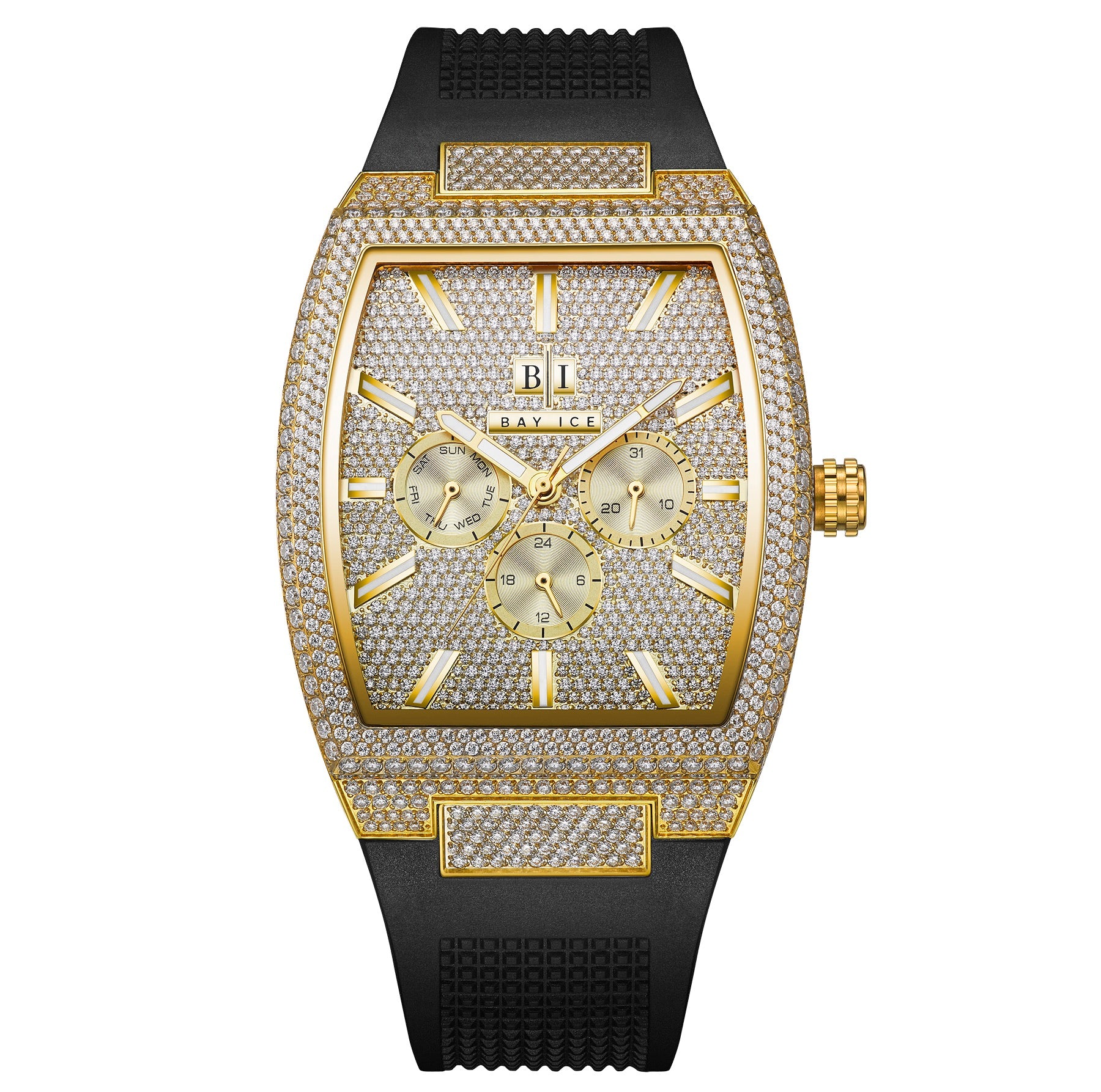 Bay Ice Spacecraft VVS Bussdown Watch - Yellow Gold