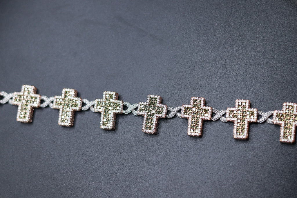 925 Silver and VVS Moissanite Cross and Infinity Bracelet