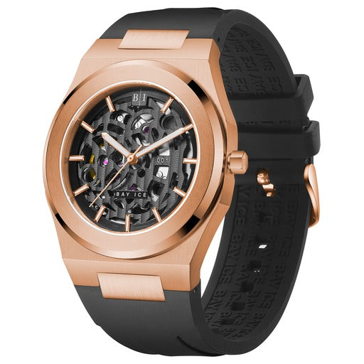 Bay Ice 001 Automatic Skeleton Watch- Rose Gold