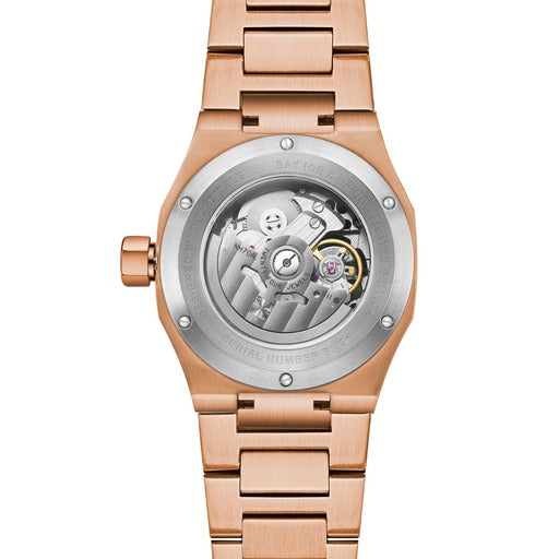 Bay Ice 001 Automatic Skeleton Watch- Rose Gold