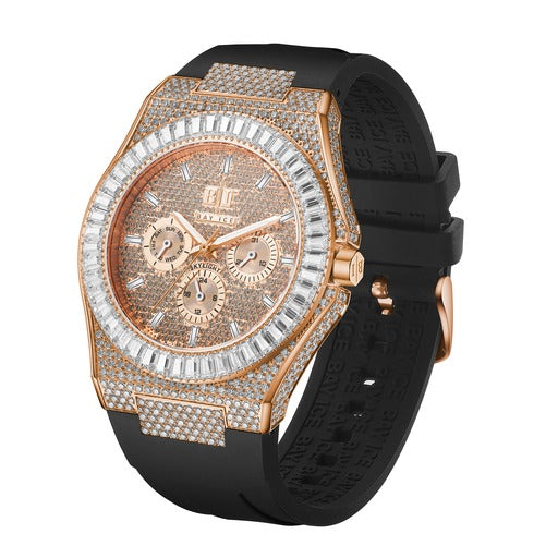 Bay Ice Skylight VVS Baguette Bussdown Watch - Rose Gold