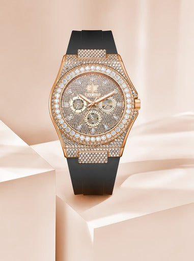 Bay Ice Skylight VVS Bezel Bussdown Watch - Rose Gold