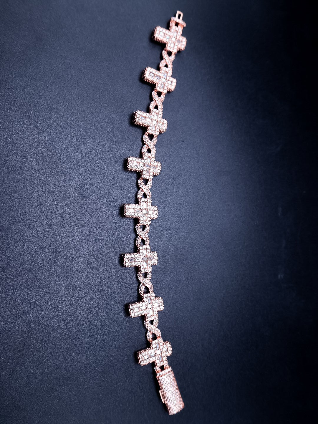 925 Silver and VVS Moissanite Cross and Infinity Bracelet