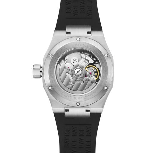 Bay Ice 001 Automatic Skeleton VVS Baguette Bussdown Watch - Silver