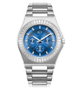 Diamond Baguette - Bay Ice Skylight Watch in Silver and Blue Dial