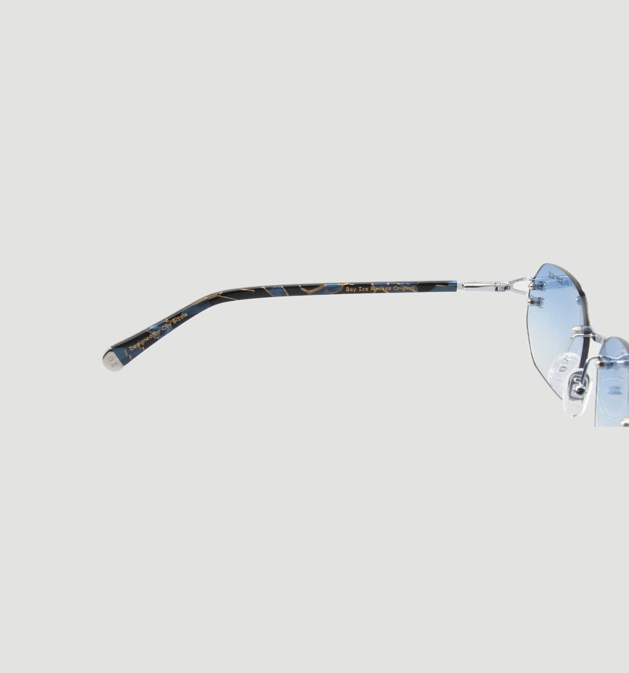 Bay Ice 18kt Rimless Original Glasses - White Gold and Gradient Blue Lens