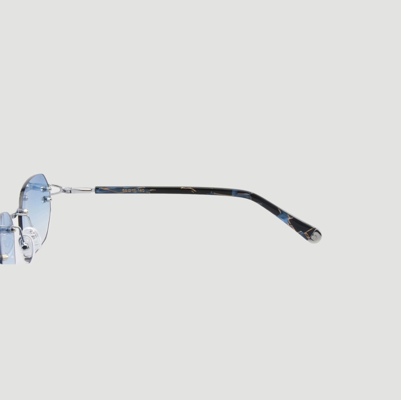 Bay Ice 18kt Rimless Original Glasses - White Gold and Gradient Blue Lens