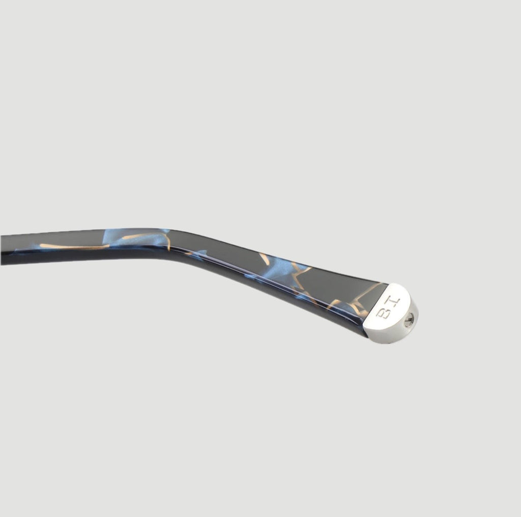 Bay Ice 18kt Rimless Original Glasses - White Gold and Gradient Blue Lens