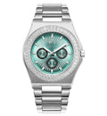 Diamond Baguette - Bay Ice Skylight Watch in Silver and Turquoise Blue Dial