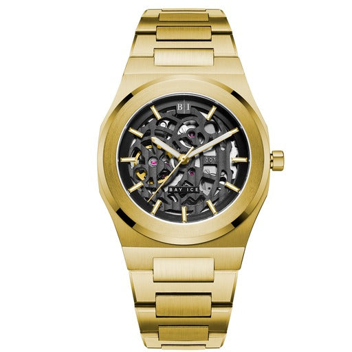 Bay Ice 001 Automatic Skeleton Watch- Yellow Gold